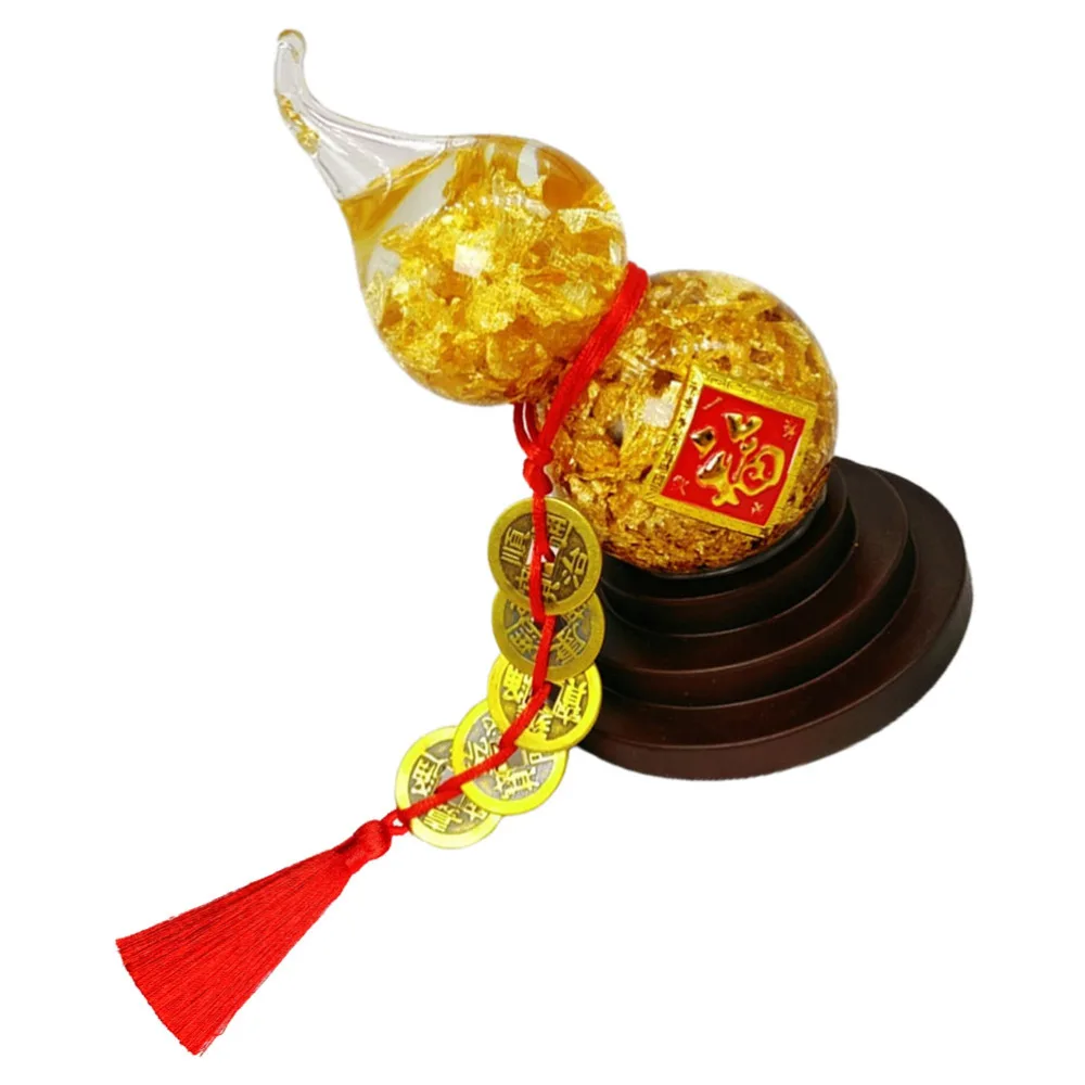 

1pc Gold Gourd Shaped Crystal Adornment Desktop Gourd Decor Decorative Craft