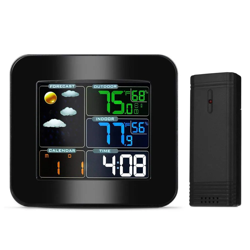 Беспроводная метеостанция цветная с монитором температуры и влажности будильник для домашнего