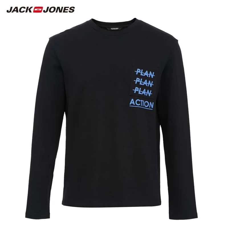 JackJones Мужская Уличная хлопковая Футболка с буквенным принтом и круглым вырезом