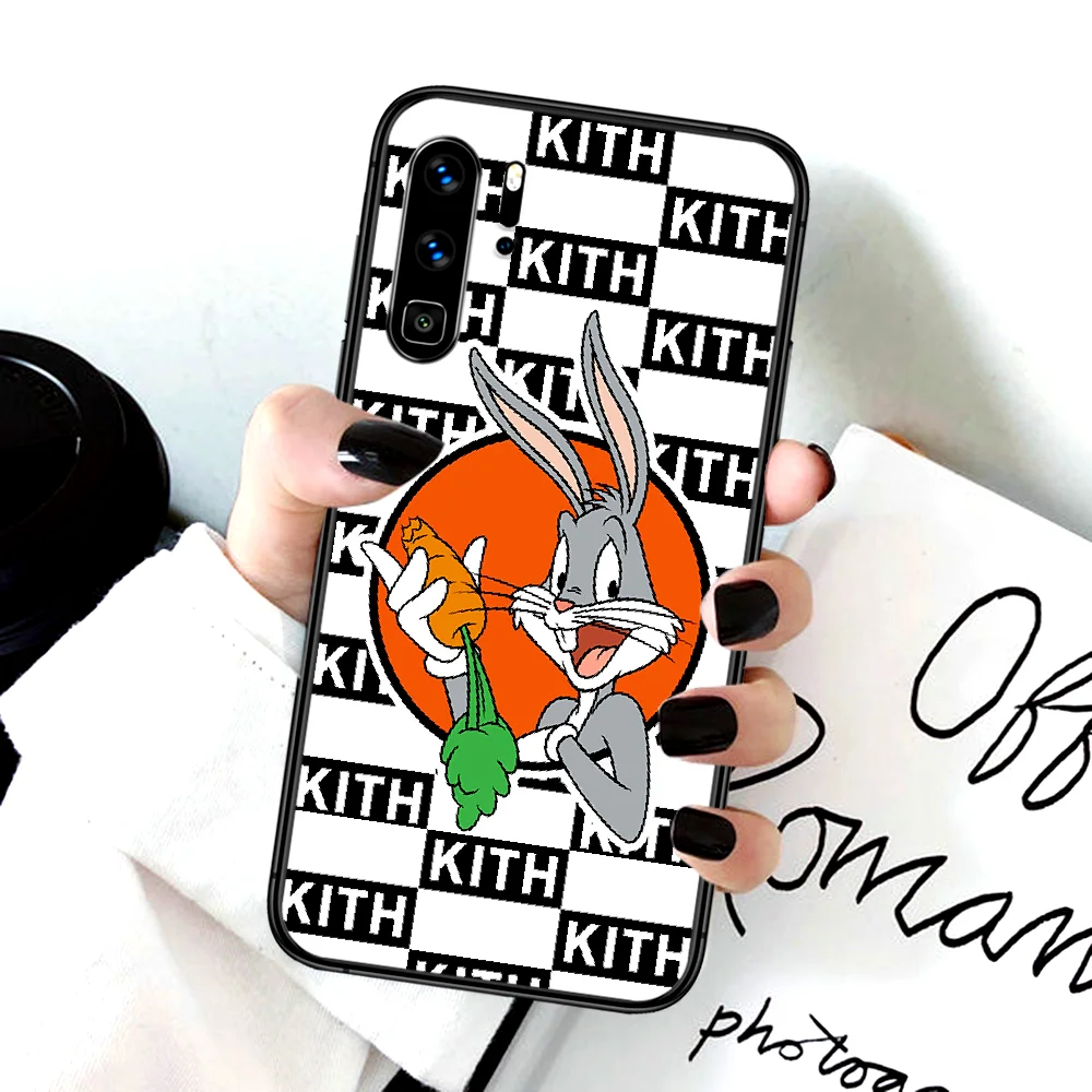 

Cute Bugs Bunny Phone Case For Huawei P Mate Smart 10 20 30 40 Lite Z 2019 Pro black Etui Painting Funda Fashion Back 3D Cover