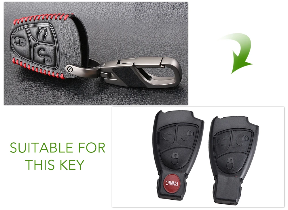 3 кнопки Автомобильный ключ дистанционный чехол кожаный брелок для Mercedes Benz C B E Class