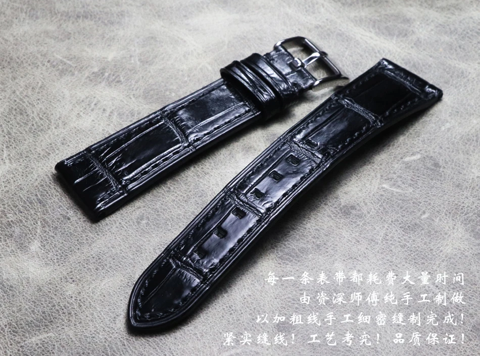 18 19 20mm High-end Handmade Watch band high quality Business Black Strap Genuine Crocodile leather Bracelet alligator Wristband