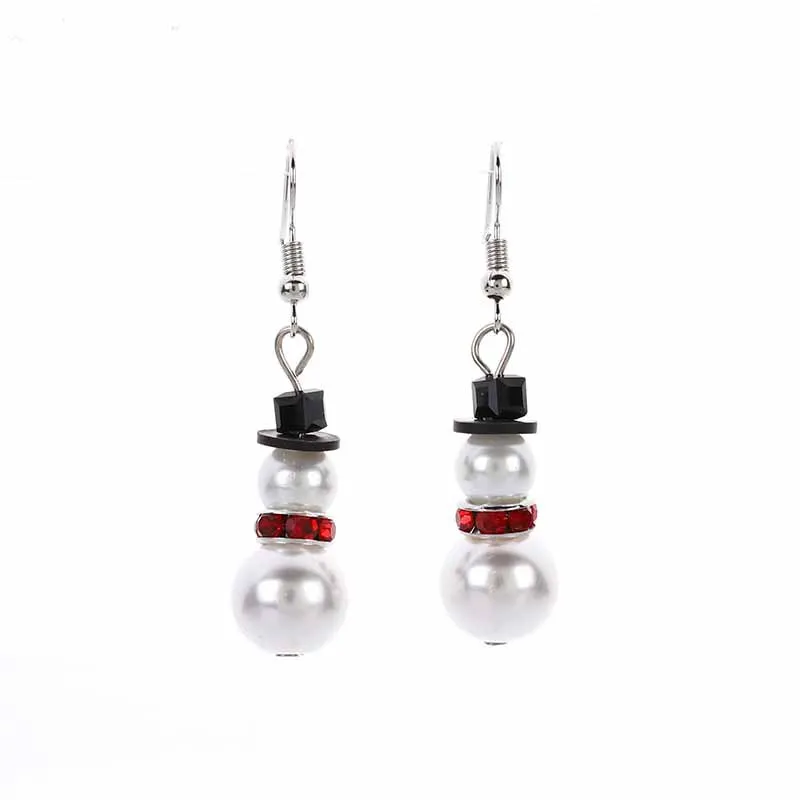 

Cute Snowman Stud Earring for Christmas Accessories Cartoon Pearl Earrings New Fashion Christmas Party Jewelry Gifts