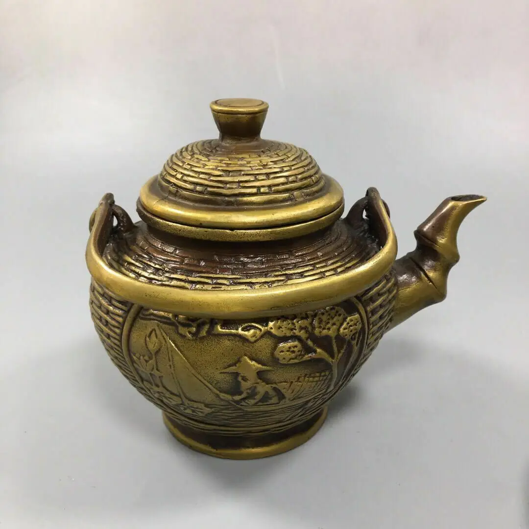 

Chinese old copper Pure copper Fish pot Kung Fu Teapot