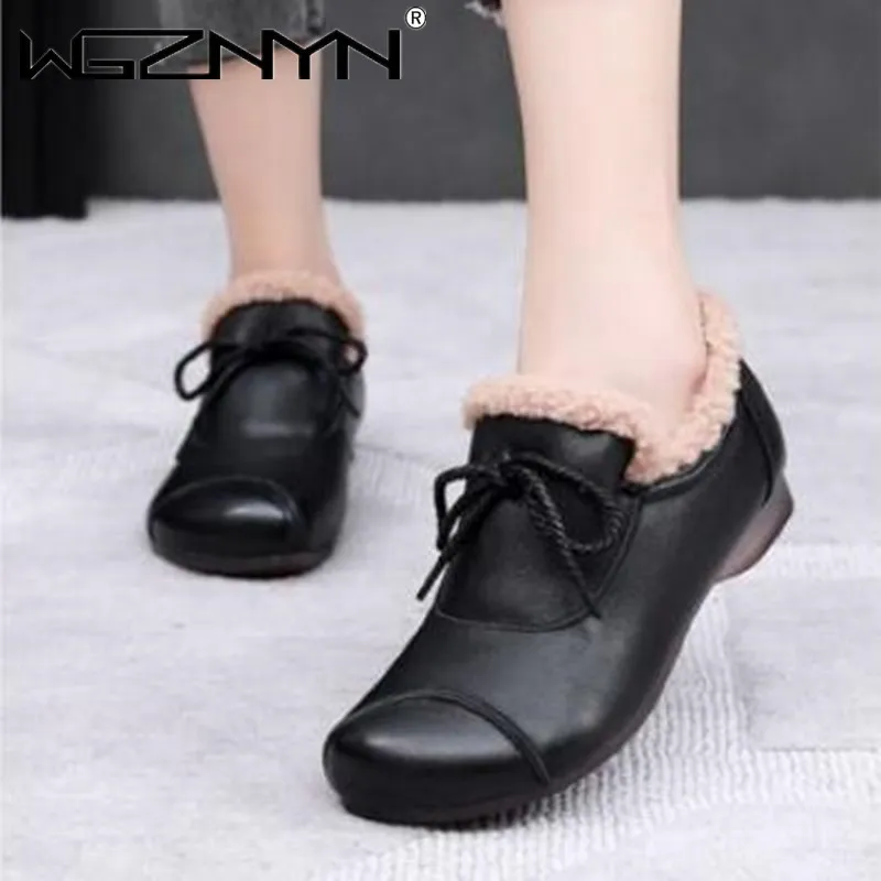 

Женские туфли из натуральной кожи, на шнуровке, с круглым носком