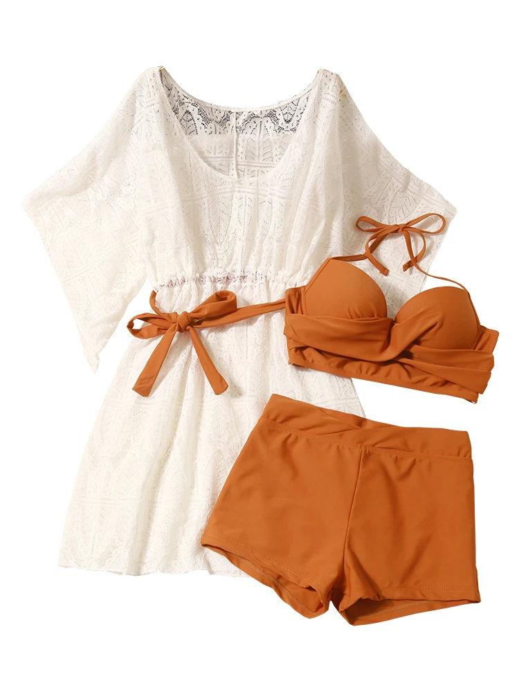 

Sexy Swimwear Bathing Suit Women's Belly Wind Fairy Style Split Type Three-piece Set Bikini South Korea Bubble Hot Spring