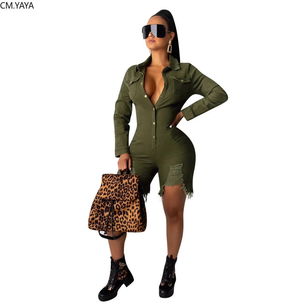 GL осенне-зимние женские джинсовые комбинезоны с длинными рукавами и пуговицами