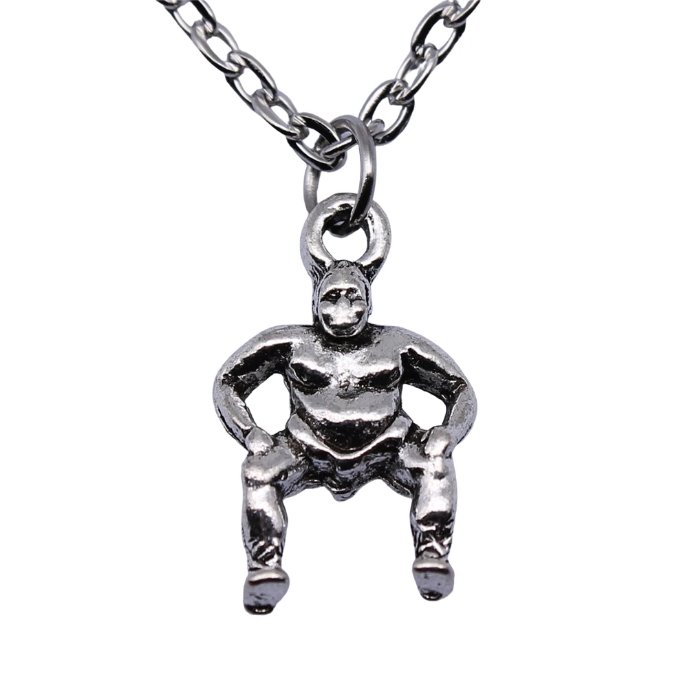 Модное античное серебряное ожерелье 13x20 мм с подвеской в виде спортивного сумо