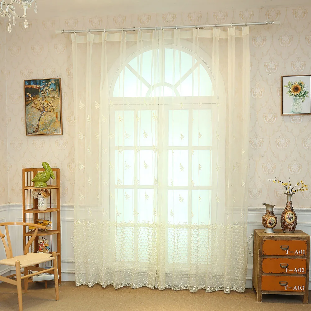 Красные занавески для гостиной бежевые тюлевые из вуали окон спальни обработки