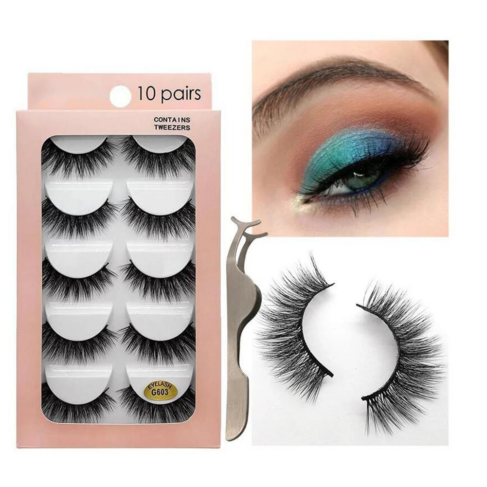

10Pair 3D False Eyelashes Simulation Lashes Fashion Fluffy Reusable Naturally Handmade Soft Curl Artificial Lashes Makeup Tools
