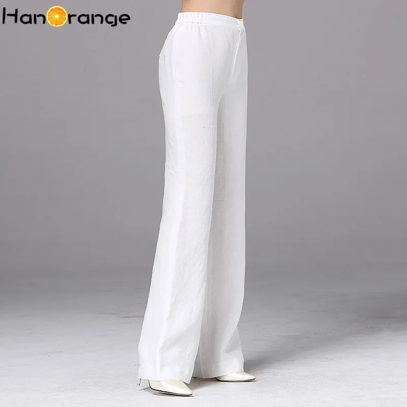 Женские льняные брюки тонкие повседневные из чистого льна на весну и осень