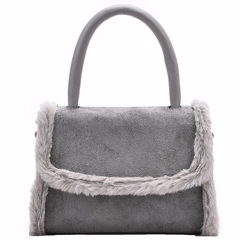 

Soft Faux Fur Clutch Handbags Purses Famous Brands Shoulder Bag Ladies Crossbody Bags 2021 Winter Women's Hand Bag