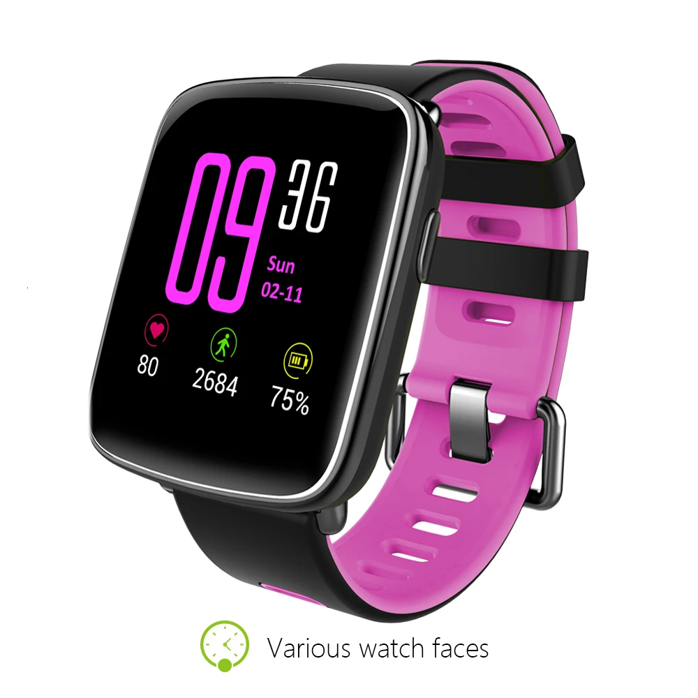 pink Kingwear GV68 умные часы IP68 Водонепроницаемый Bluetooth Android IOS монитор сердечного ритма здоровье функция дистанционного управления камерой умные часы подарок - Цвет: pink