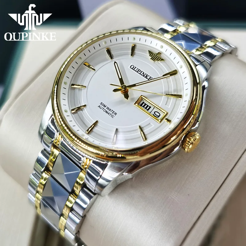 

OUPINKE Men's Watch Top Brand Luxury Classic Business Mechanical Automatic Watch Sapphire Stainless Steel Couple Watch Men Clock