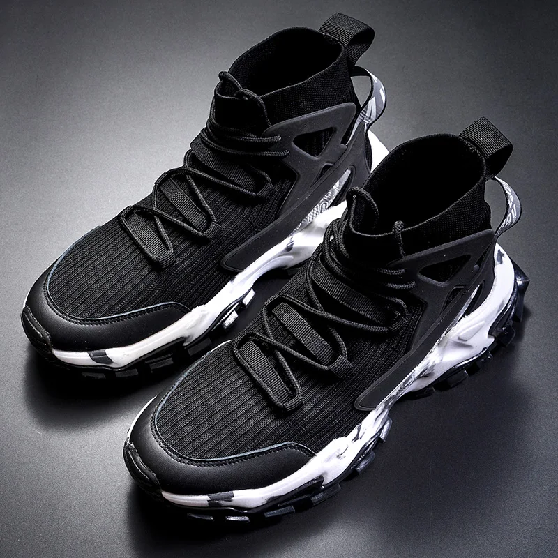 

New Autumn Men High-Top Casual Sneakers Flying Weaving Running Shoes High Street Popcorn Sock Chaussures High Quality Zapatillas
