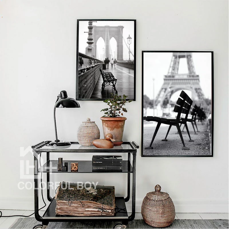 

Street View on City Bridge Canvas Painting Wall Art Nordic Posters and Prints Wall Pictures for Living Room Decoration Frameless