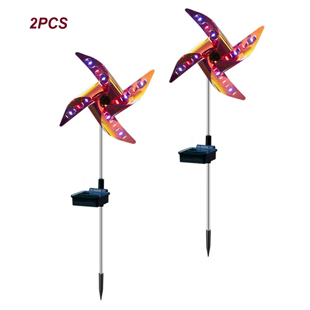 

2PCS Outdoor Solar Lights Garden Windmill Pinwheel Lamp 32 LED Four-Colored Lights For Outdoor Lawn Yard Landscape Party Decor