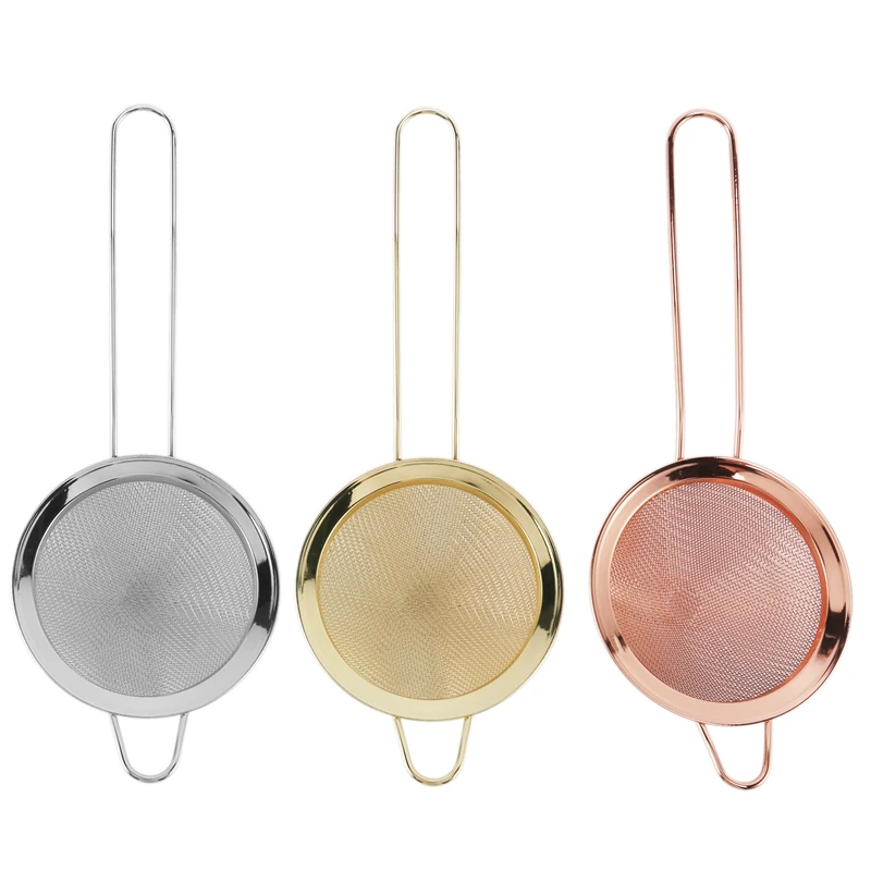 

Hot 3 Pieces Cocktail Strainer Stainless Steel Tea Strainers Conical Food Strainers Fine Mesh Strainer Practical Bar Tool