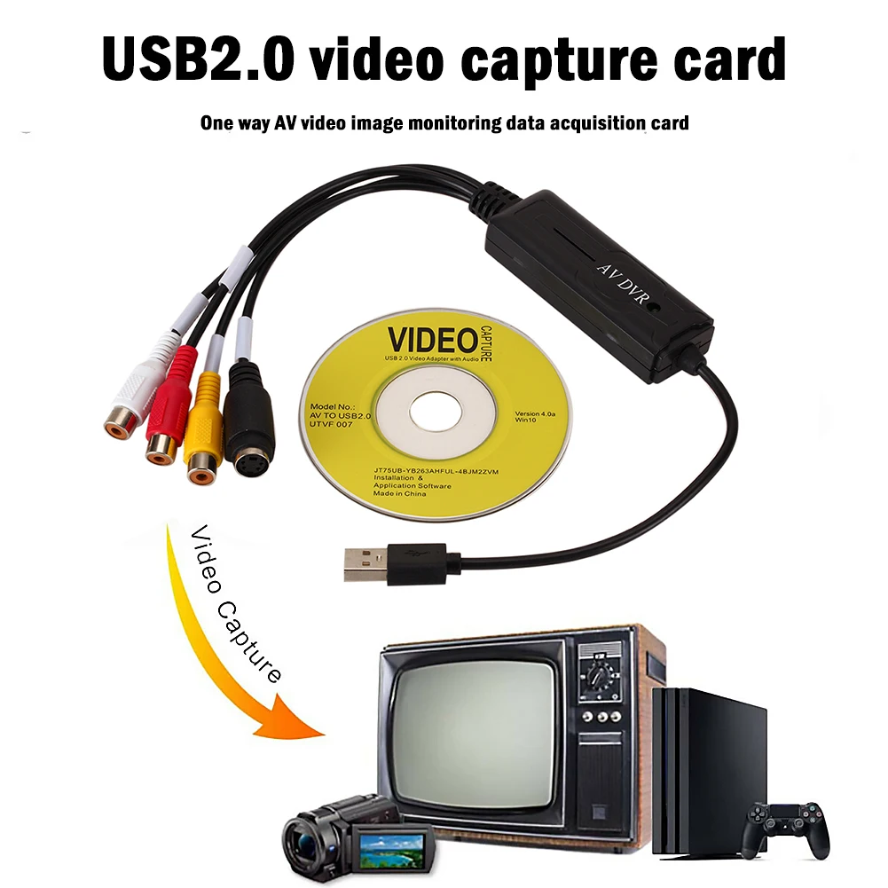 USB карта видеозахвата адаптер ТВ DVD 2 0 Карта AV S RCA конвертер для камеры DV/Hi8/VHS