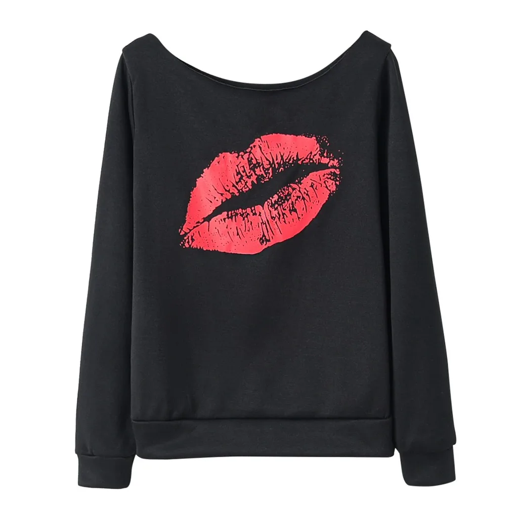 JAYCOSIN тренд Для женщин губы свитшот с принтом Повседневное простой дизайн длинным