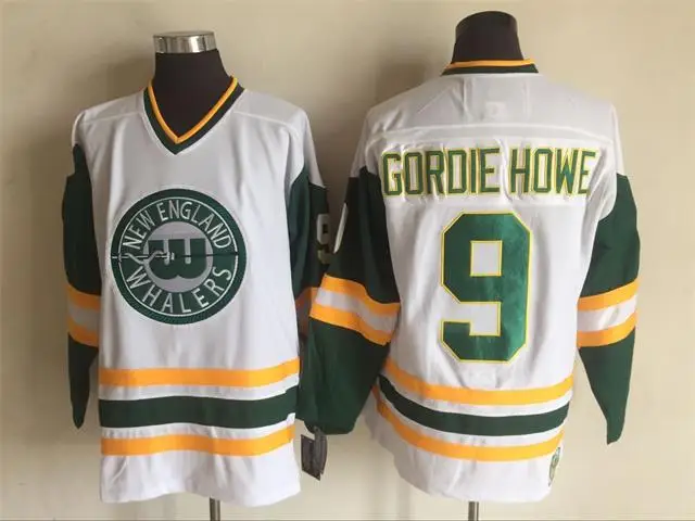 

#9 GORDIE HOWE WHA NEW ENGLAND WHALERS RETRO MEN'S Hockey Jersey Embroidery Stitched Customize any number and name