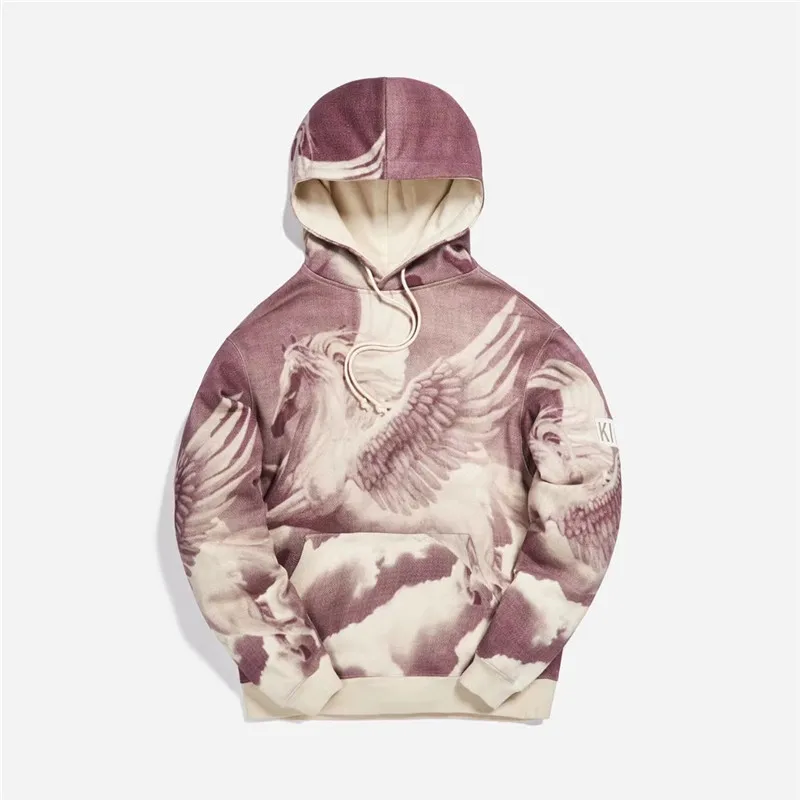 

New KITH Pegasus Williams Hoodies Men Women High Quality Tie-dye Embroidery Box Hooded Sweatshirt KITH Fashion Casual Pullover