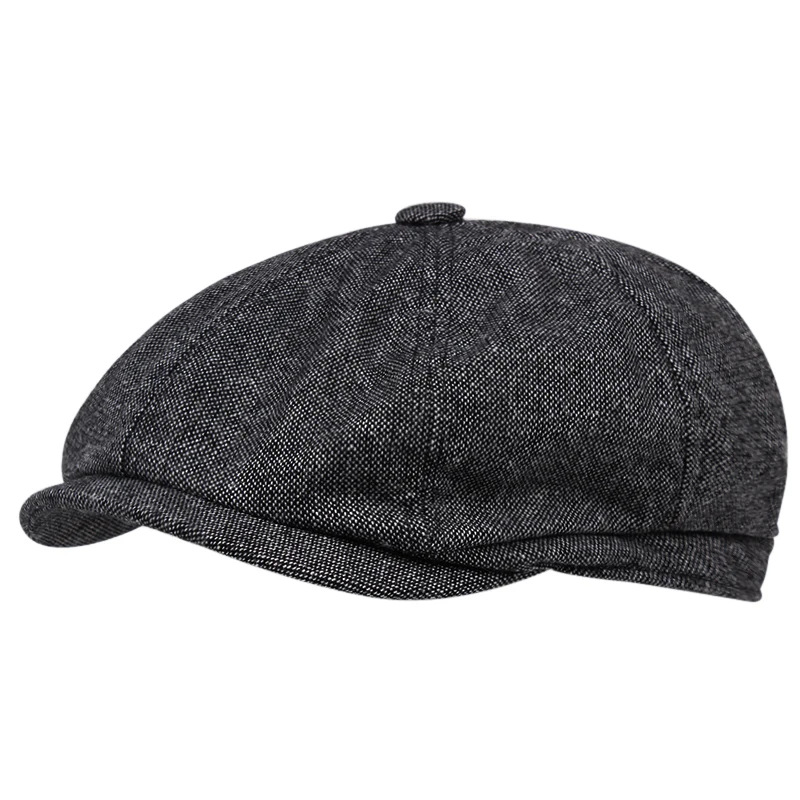 

New style striped beret British style classic unisex all-match octagonal hat spring and winter flat top beret hat