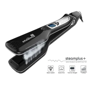 Steam Hair Straightener Professional Flat Iron Straightening Iron Brush Titanium Ceramic Hair Comb C in Pakistan