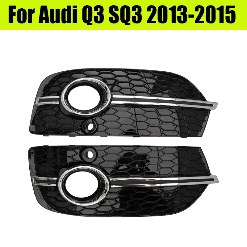 

Black Silver ABS Front Grill Grille For AUDI Q3 SQ3 2013 2014 2015 + RSQ3 Emblem