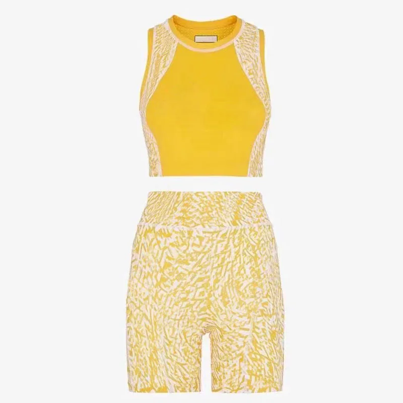 

2021 Summer Woman's Sets 2 Pieces Knitting Super Short Tops + Pants Wool Skinny Tight Design Letter Sets