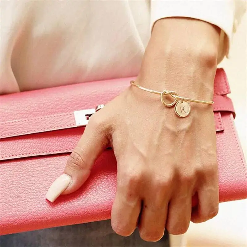 

GOSE GOLD Letter A-Z DIY bracelet customization initial bracelet Open knotted fashion charm bracelets for women