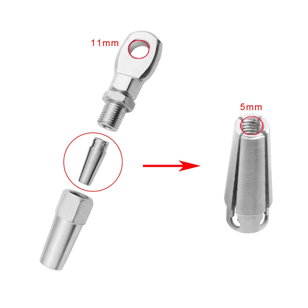 

5mm Wire Cable Rope Eye Rigging Terminal DIY Fitting Stainless Steel, 2PACKS