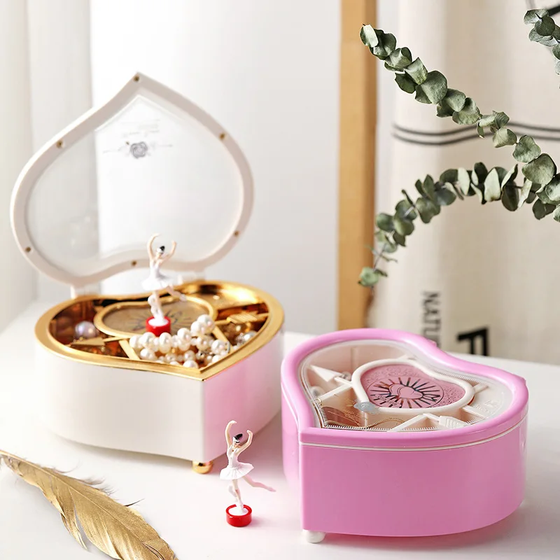 

Heart Shape Dancing Ballerina Music Box PLastic Jewellery Box Gift Mechanism Hand Crank Music Box Mechanism Gift for Valentine
