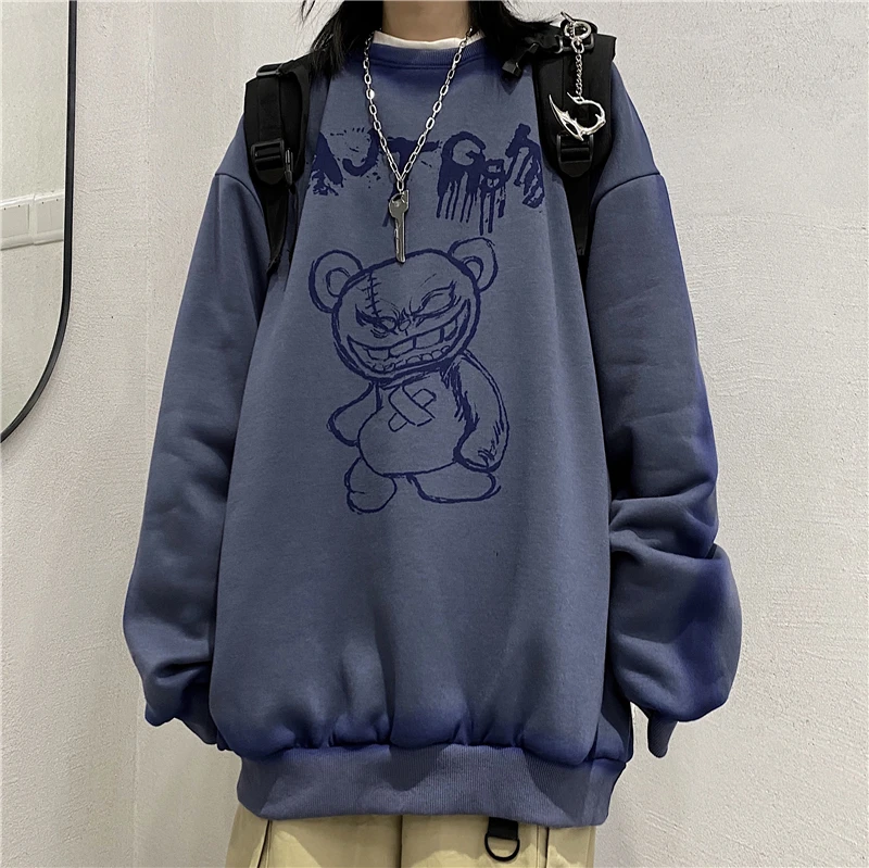

Pullovers Man Women Bad Bear Cartoon Sweater Winter Knitted Sweet Oversize Chic Hot Sale Loose Jumper Student Daily New 2021