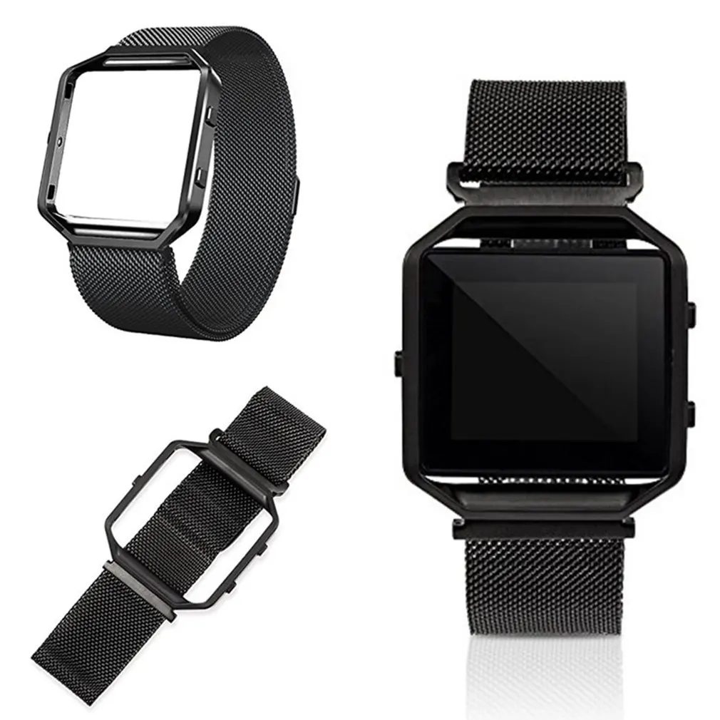 Сетчатый ремешок с металлической оправой для Fitbit часы Blaze из нержавеющей стали