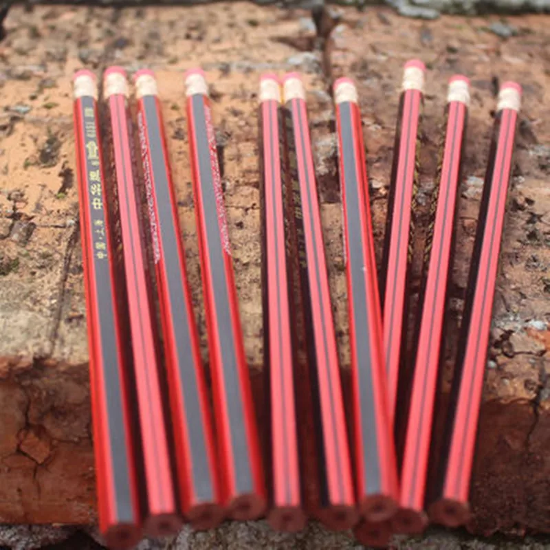 

10 pcs/Lot Red Wooden Lead Pencils HB Ordinary Sketch Pencil With Eraser for Children Learn Drawing Tools School Office Supplies
