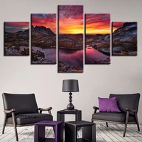 hd printing natural landscape wall art pictures room decor 5 pieces lake mountain sunset canvas painting modular framed posters