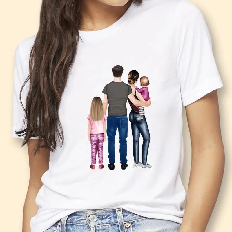 

Футболка женская с коротким рукавом, милая семейная рубашка 90-х с графическим принтом для мамы, топы с мультяшным принтом, одежда