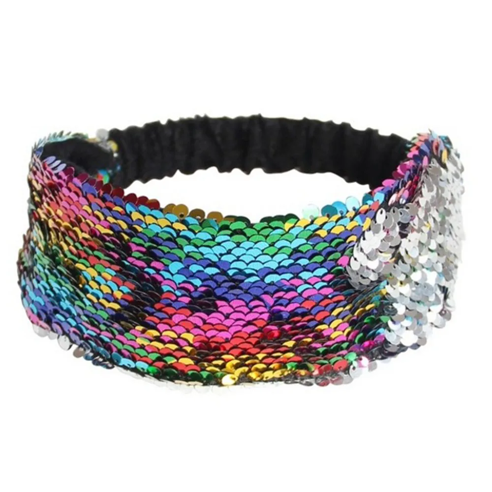 Multicolor 3 цвета, обратимые блестки, повязки на голову русалки, Двойные Цвета, женские модные шпильки, блестящие аксессуары для волос - Цвет: Multicolor