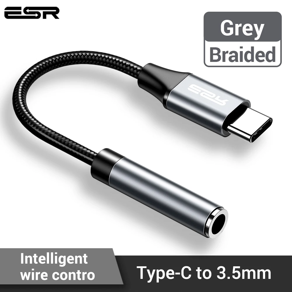 

ESR Type-C to 3.5mm AUX Headphones Adapter For Huawei mate 20 P30 pro Xiaomi Mi 8 9 SE Type C To 3.5 Jack Earphone Audio cable