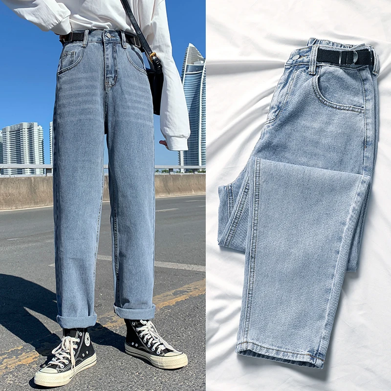 

Джинсы женские Harajuku, однотонные, с высокой талией, P9325, 2020