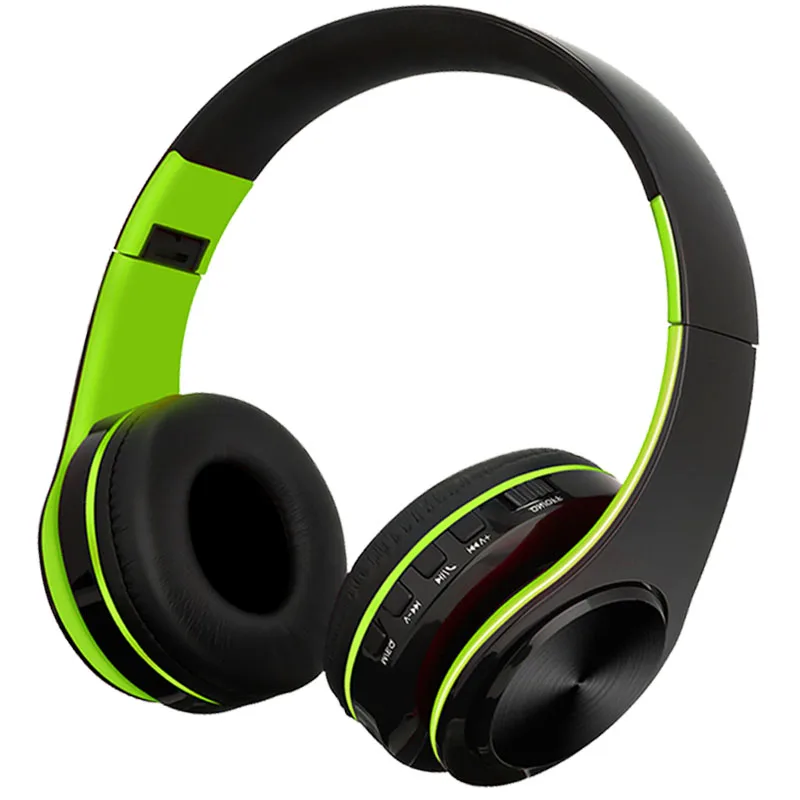 Green Black Новинка B7 Bluetooth наушники беспроводные стерео наушники складные низкие басы гарнитура Регулируемые наушники с микрофоном/TF картой - Цвет: Green Black