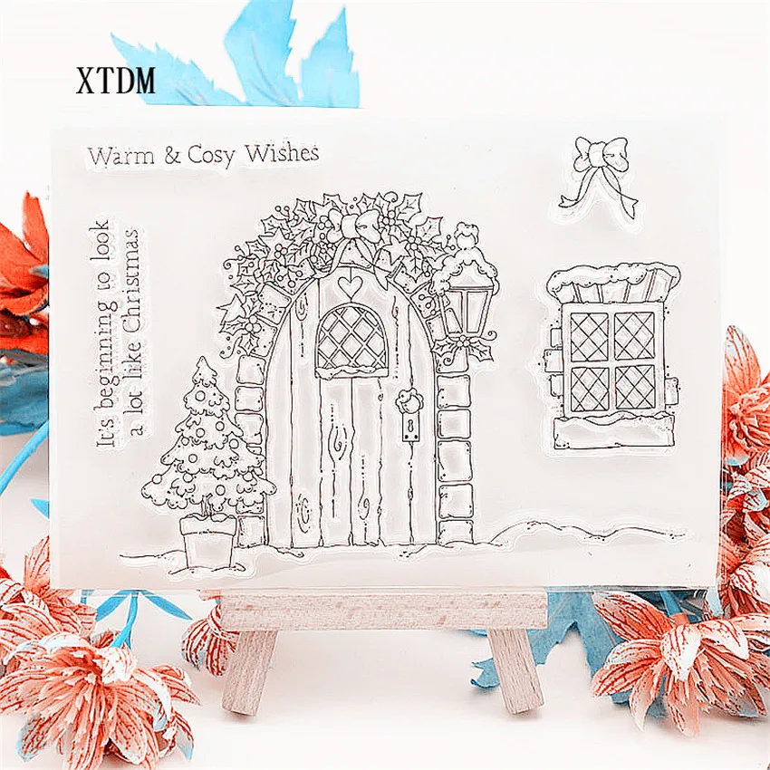 Горячая Распродажа прозрачные штампы с деревянной дверью/силиконовые