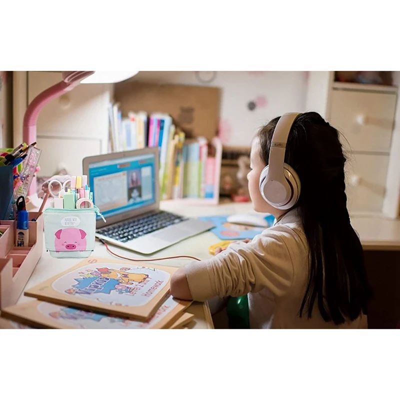 

Stand Up Pencil Holder Pencil Case Pen Bag Cute Cartoon Stationery Organizer Cosmetics Pouch for Students