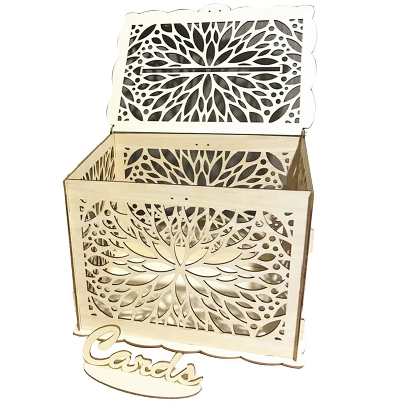 Diy деревенский полый деревянный узел Свадебная подарочная карточка коробка