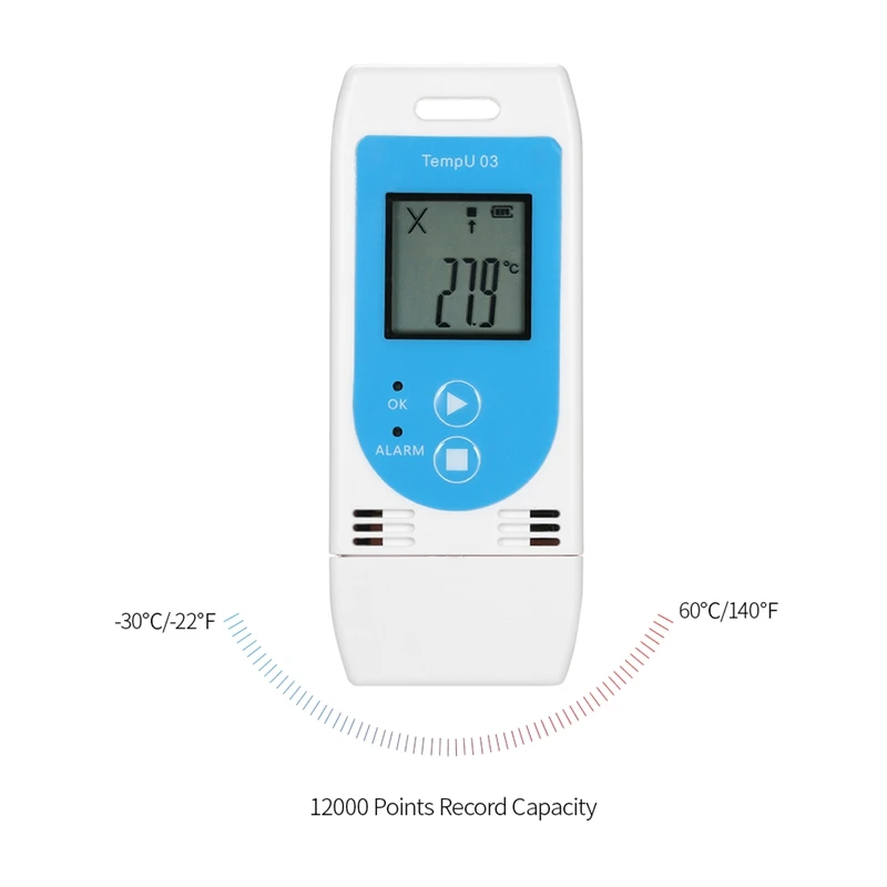 

USB Temperature Humidity Data Logger Reusable RH TEMP Data Logger Recorder Humiture Recording Meter with 12,000 Record Capacity