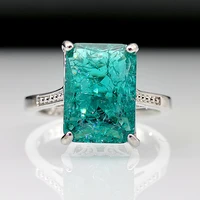 new style ice stone ring big square grandmother green cubic zirconia ring fashion engagement jewelry couple wedding diamond ring