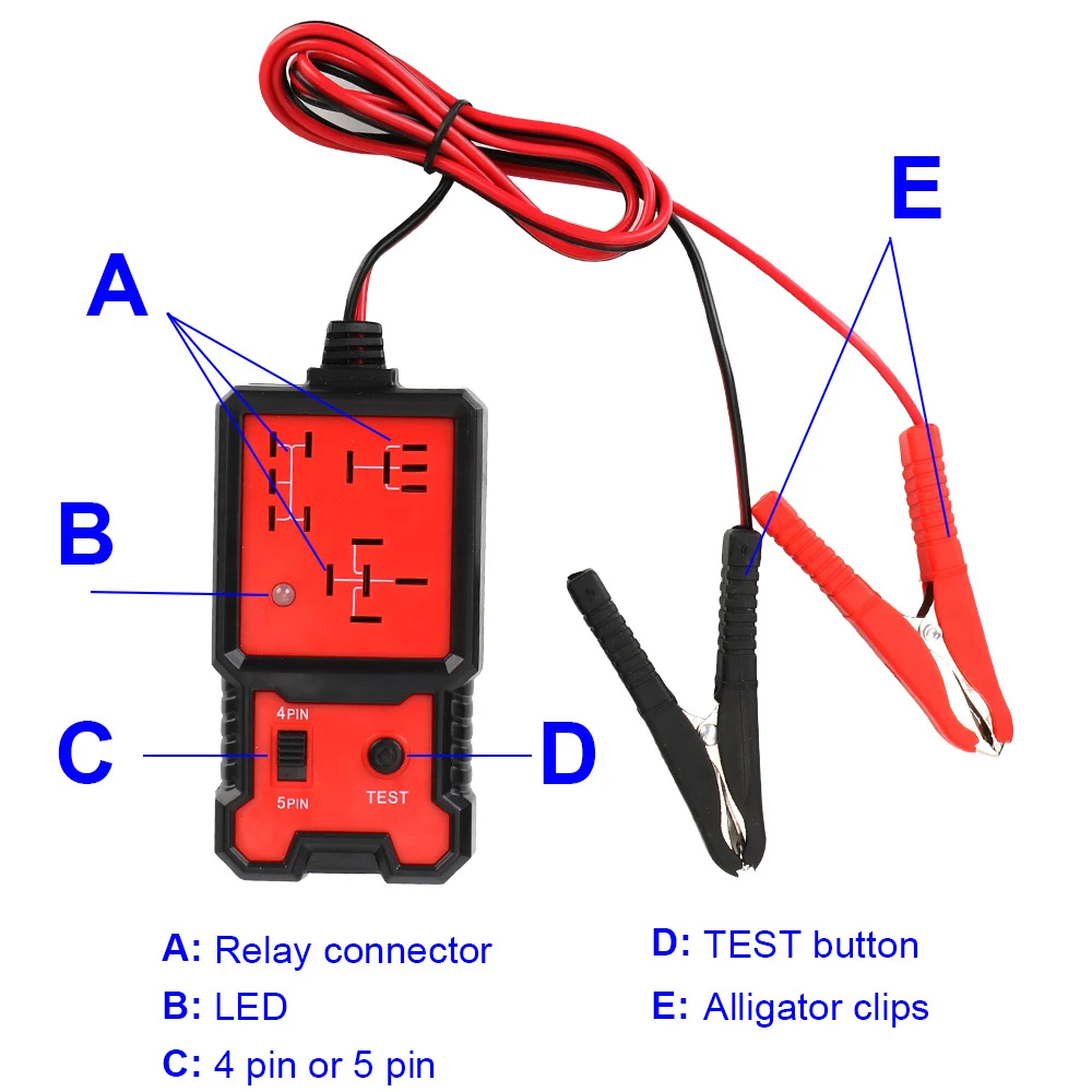 

12V Car Relay Tester LED Indicator Light Battery Load Checker Aoltage Test for Universal Automotive Electronic Relay