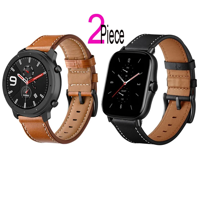 

Кожаный браслет для часов Xiaomi Huami Amazfit GTS 2 Mini 2e GTR 3 2 Pro Bip S Lite U Pro Stratos 2s Pace