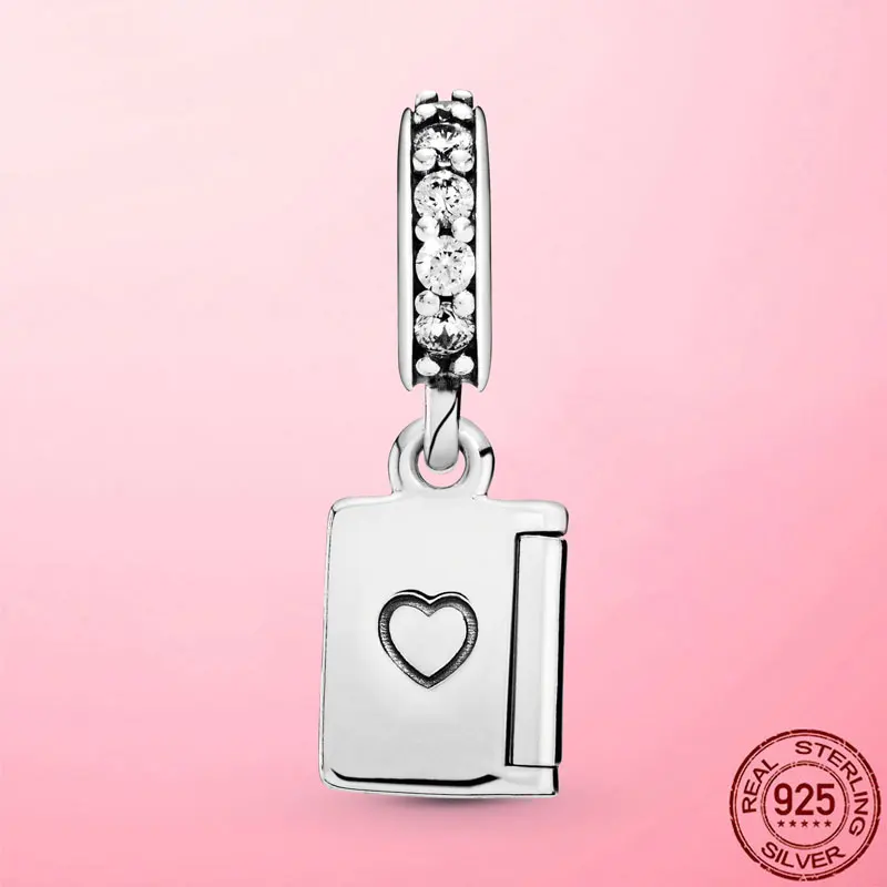 

925 Sterling Silver Beads Heart Birthday Card Dangle Charm Pendant Fit Original Bracelet DIY Jewelry Fashion Female Fine Jewelry